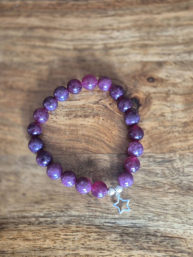Tanzanite &amp; Sterling Silver Star Charm Bracelet – Handmade Crystal Jewellery for Intuition, Chakra Healing &amp; Lunar Rituals