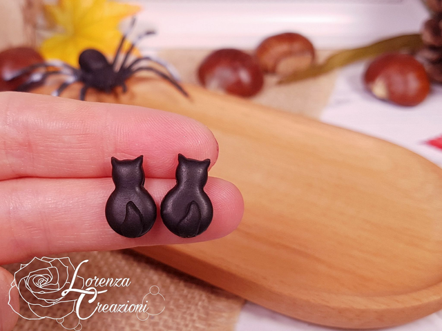Orecchini a lobo gatto nero