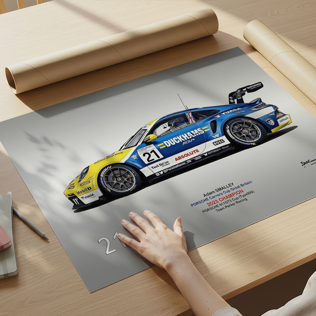 C231212 Porsche 992GT3Cup PCCGB23 Champion Team Parker Racing #21 Side