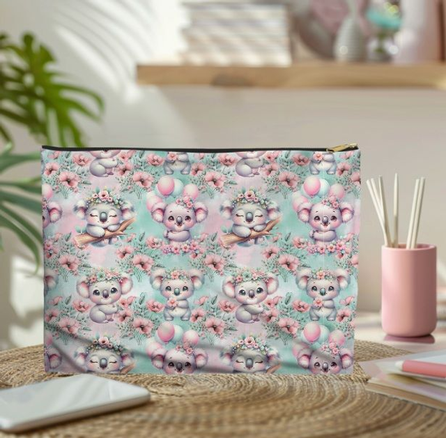 Pochette/trousse Koala fleuri 