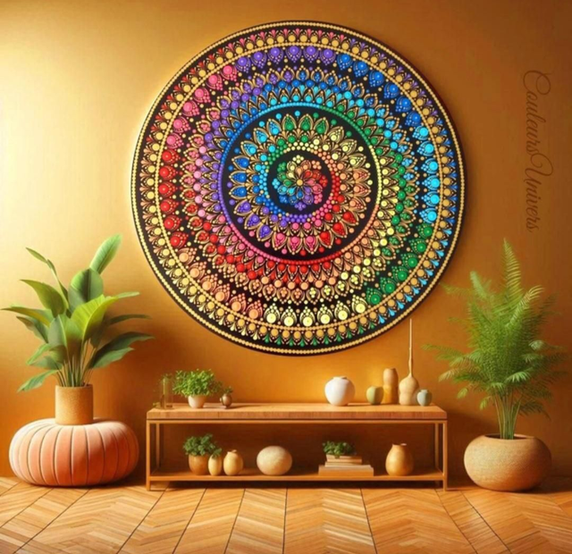 Décoration Murale - Tableau en bois Mandala