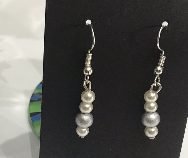 White Mixed Dangling Earrings- WMD43
