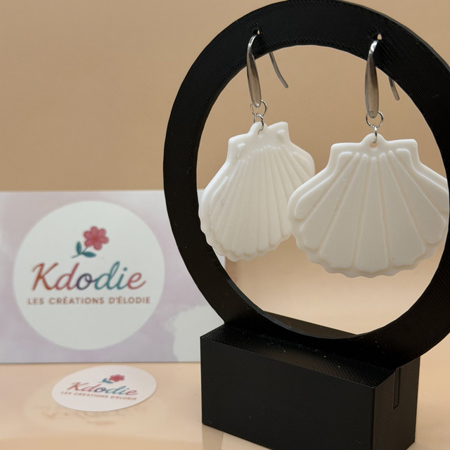 Boucles d'oreilles Coquillage - Forme Pleine - Attaches style crochet inox