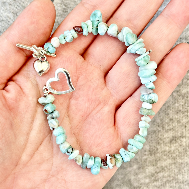 Larimar heart toggle bracelet
