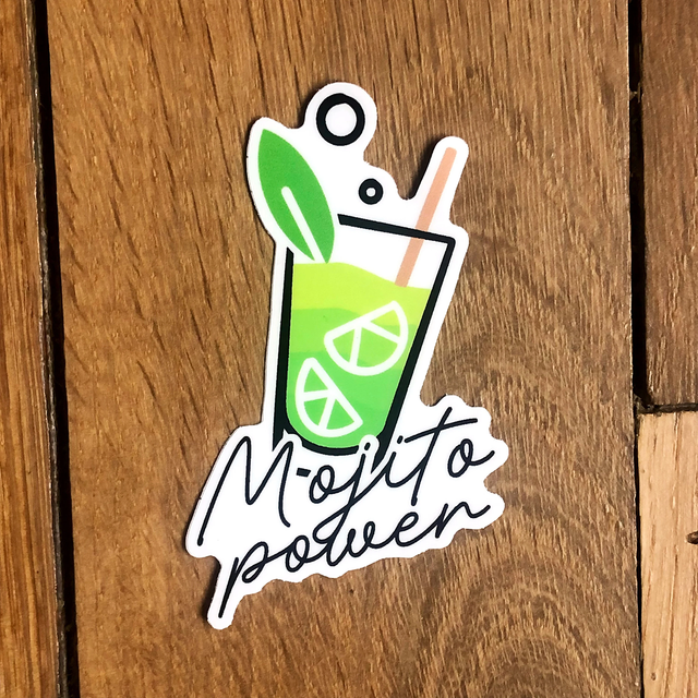 Mojito Power Sticker - Fun Gift for Rum Lovers - Cocktail &amp; Helmet Accessory