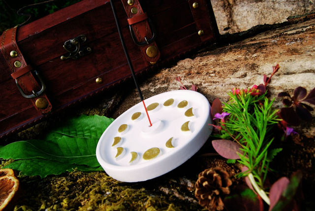 Porte encens cycle lunaire Blanc