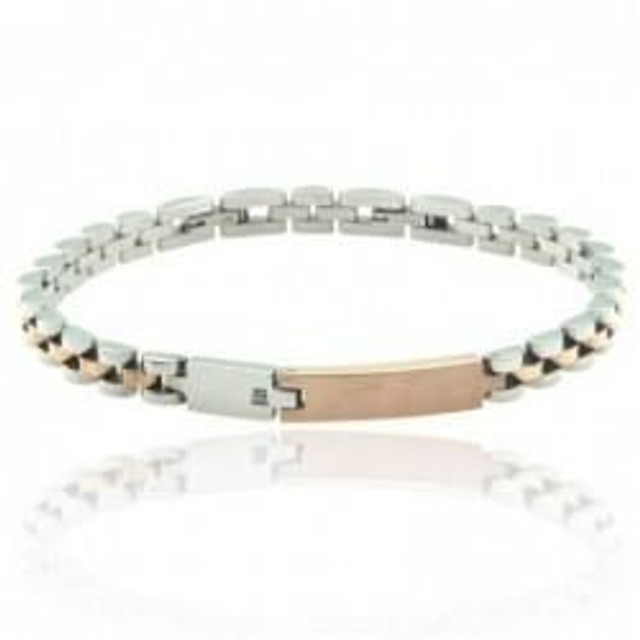 Bracciale uomo in acciaio bicolore e cristallo