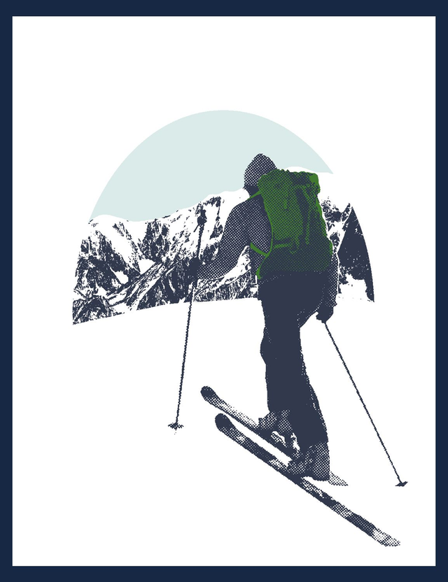 sérigraphie "le randonneur" 50X65 cm