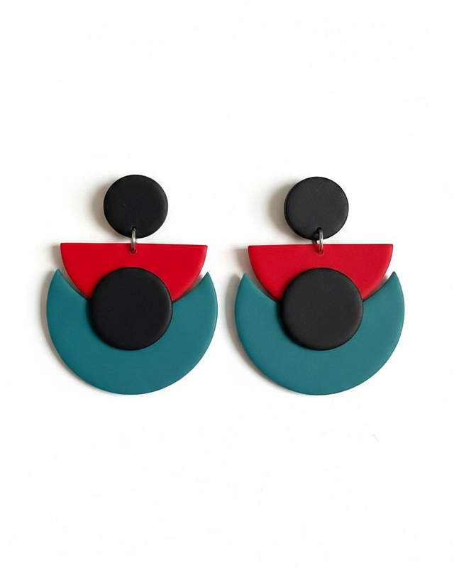 MediaLuna teal, rojo y negro