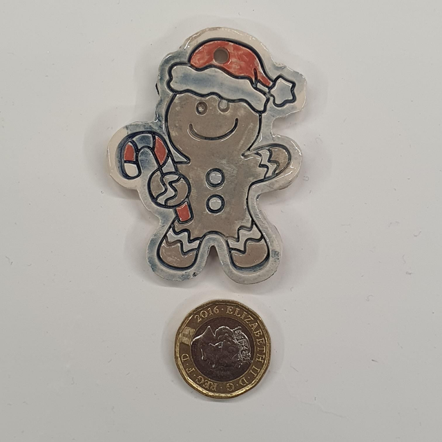 Colour gingerbread man with xane hanging decoration 