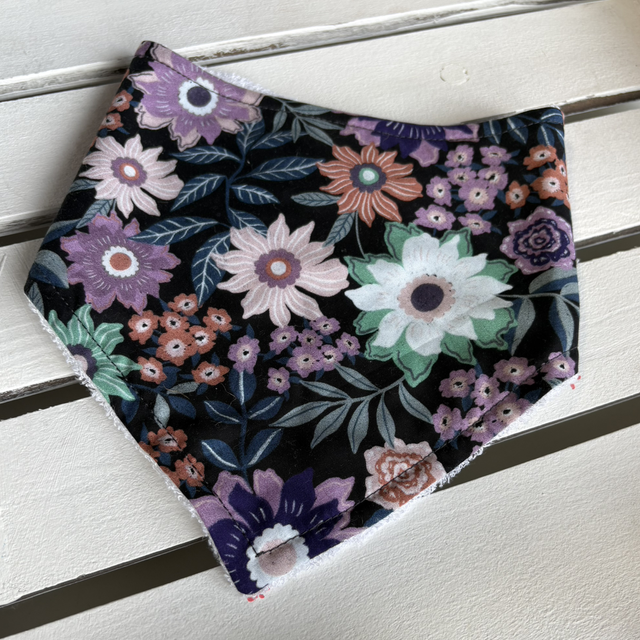 Navy Bold Florals Bamboo Dribble Bib  