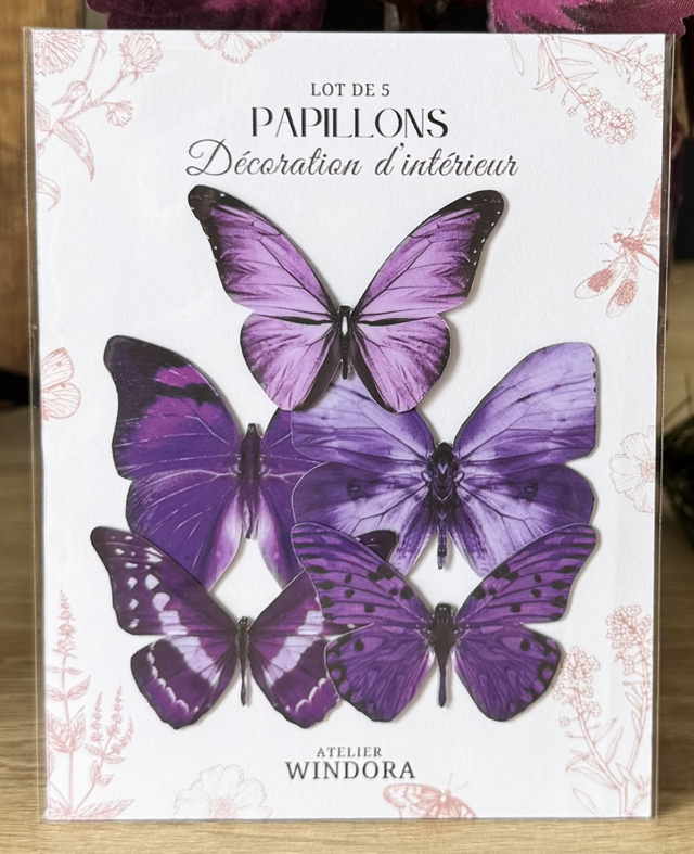 Lot de 5 Papillons Violet | Décoratifs