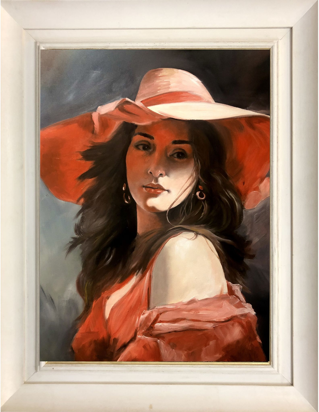 Donna in Rosso olio su tela 50 x 70 cm. (Daniele Poltronieri)