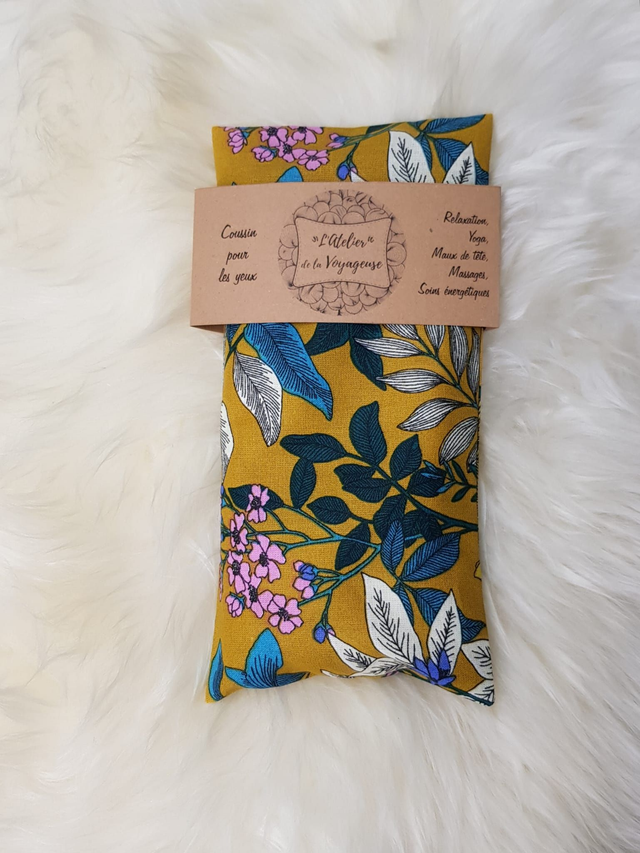 30 - Coussin pour les yeux - Fleurs champêtres moutarde