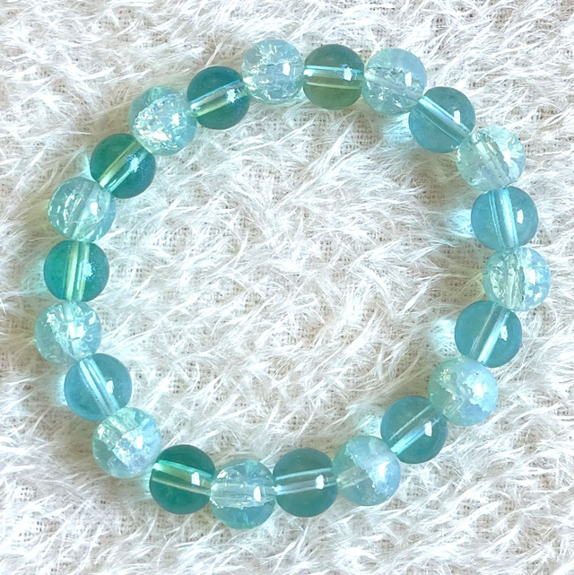 B28 - Bracelet perles verre ton vert
