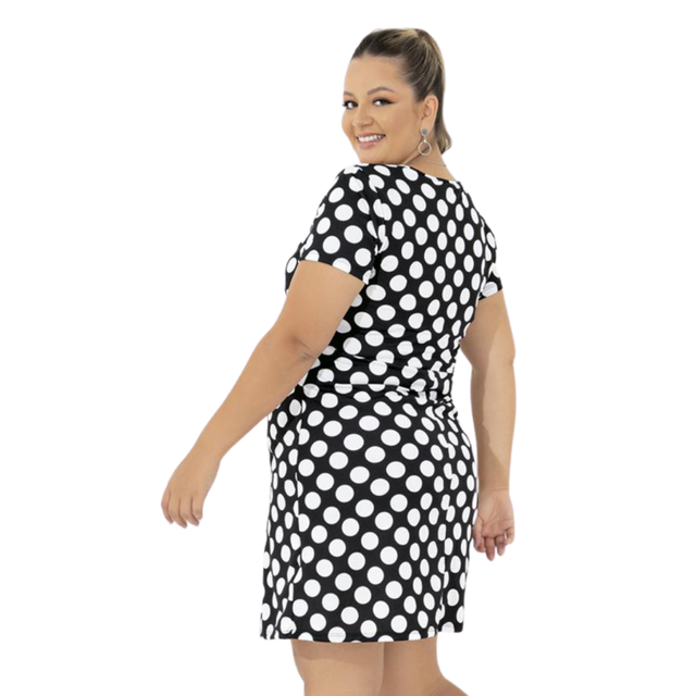 Vestido Com Recorte Vazado Estampa Poá Plus Size | Marguerite