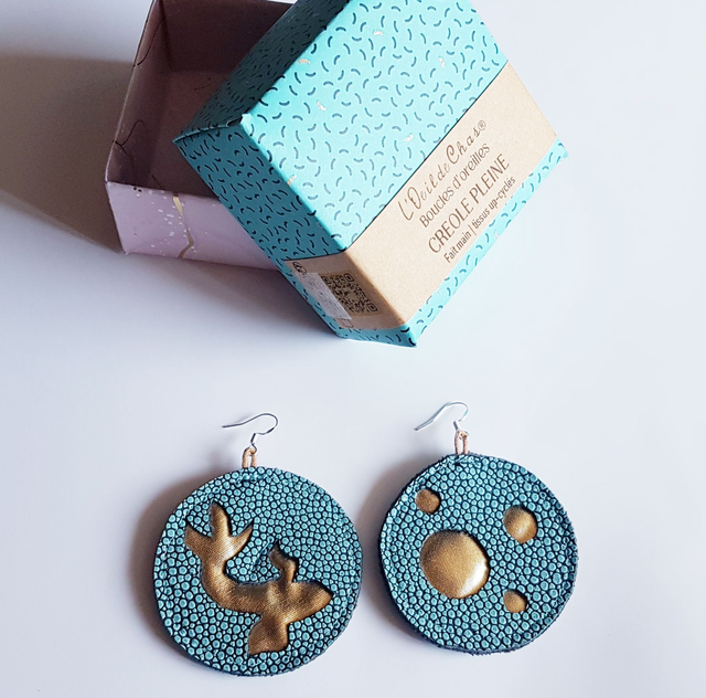 Boucles d'oreilles CRÉOLES PLEINES en tissus up-cyclés | PERSONNALISABLES