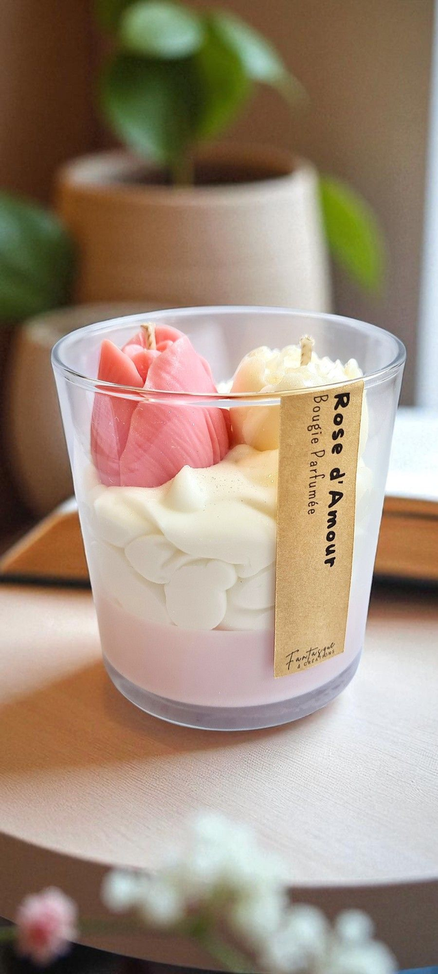🌹 Bougie parfumée Chantilly – Rose d’Amour