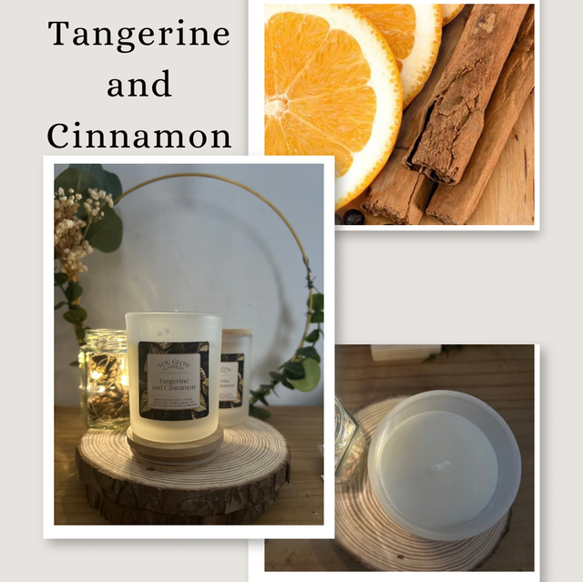 Tangerine and cinnamon soy wax candle