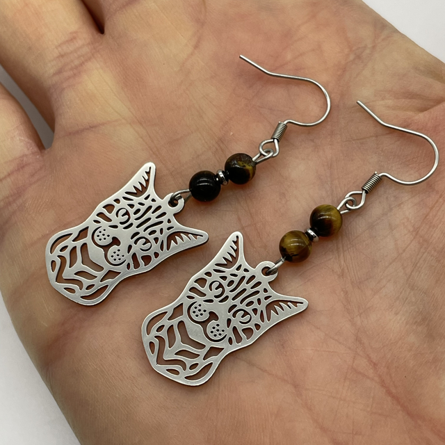 Boucles d’oreilles CHAT œil de tigre