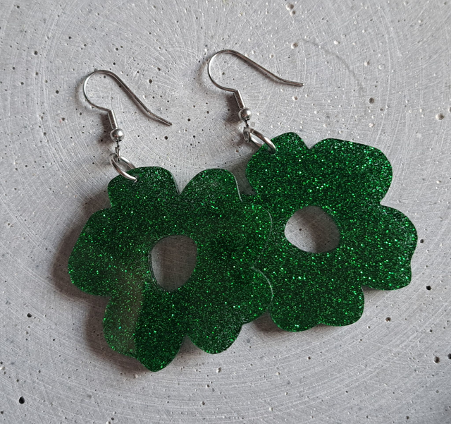 A -Floora -korvakorut, vihreä glitter