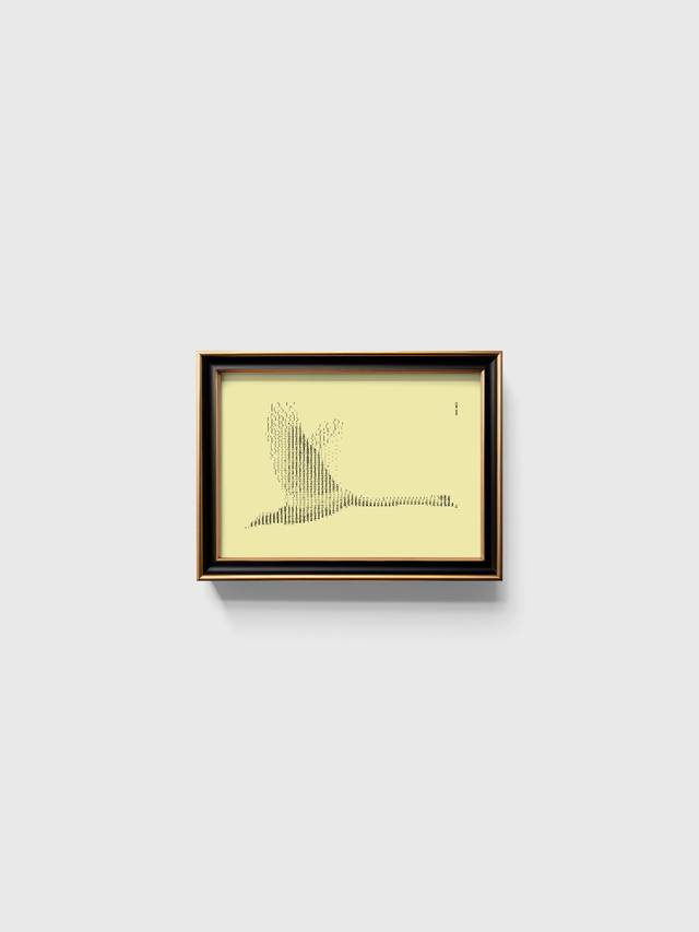 A4 Schreibmaschinenbild Schwan in Schwarz auf Elfenbein