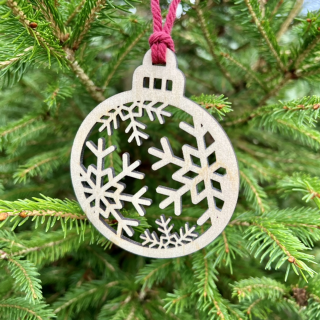 Snow Flake Laser Cut Wooden Bauble