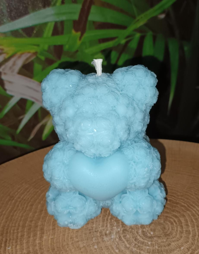 Bougie "ourson" fleur de coton (petit modèle)