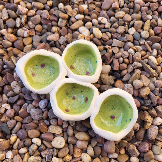 Multi Pocket Trinket Dish - 4 Pocket, Speckled Green