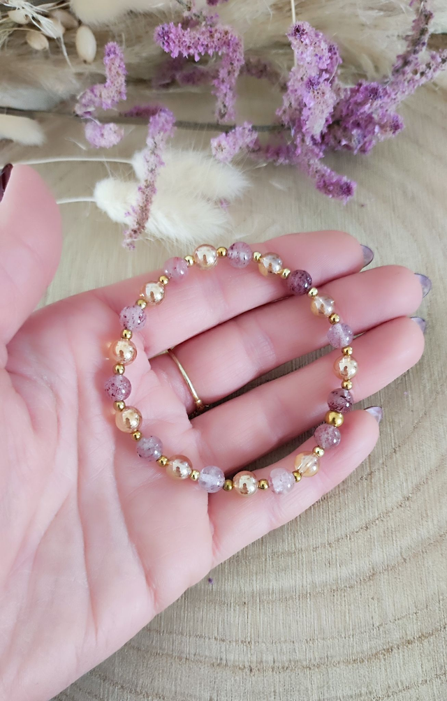 Bracelet "Épanouissement et Joie" Quartz fraise
