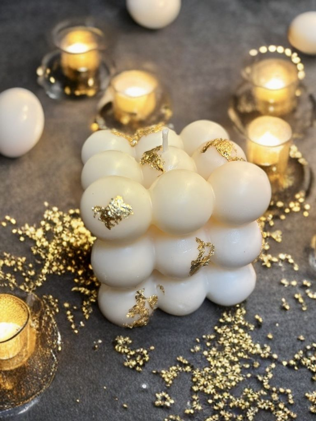 Bougie Bulles dorée