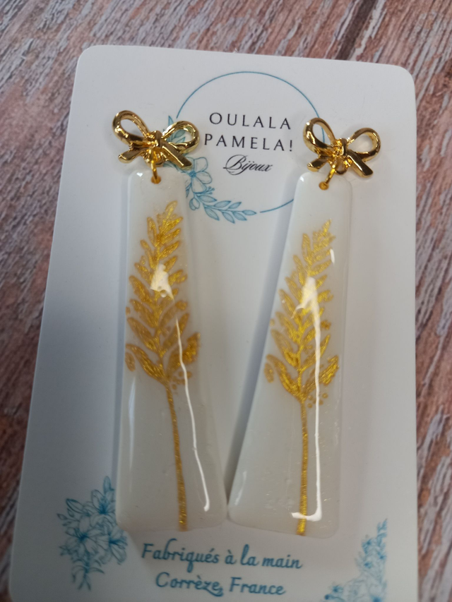 fleur de neige boucles d'oreilles motif feuille