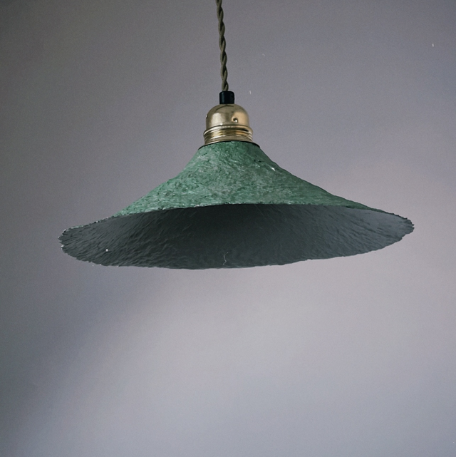 Abat jour suspension papier mâché London vert clair