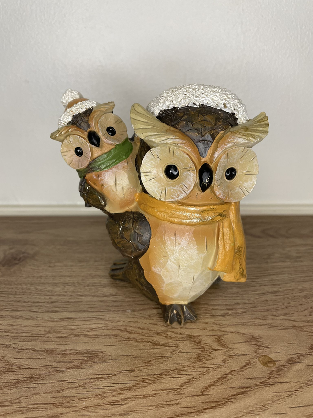 Christmas wooden owl set