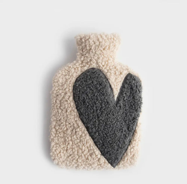 Cream Fluffy Heart Hotwater Bottle
