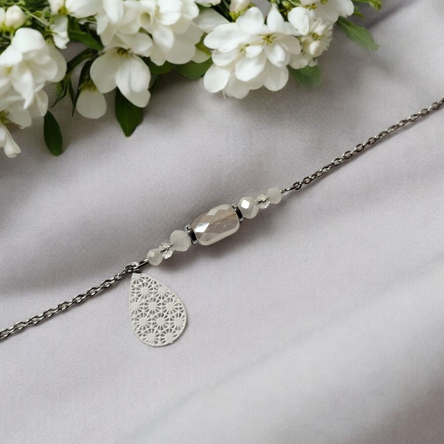 Bracelet acier inoxydable blanc et argenté