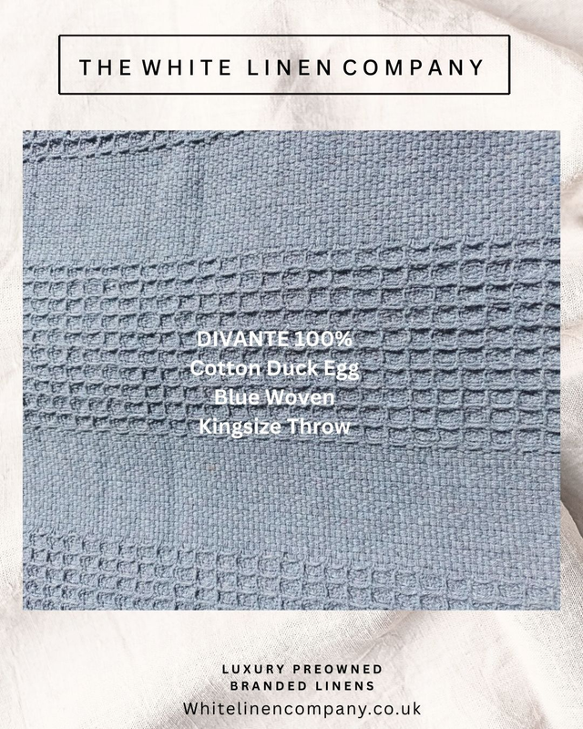 Cotton Duck Egg Blue Heavy Tassle Cotton Bedspread Throw