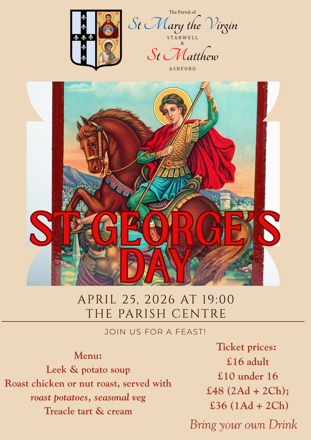 St George's Day Supper – Saturday 25 April 2026 – The Parish Centre