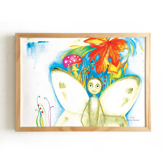 Affiche &quot;Papillon et feuille d&#039;automne&quot;