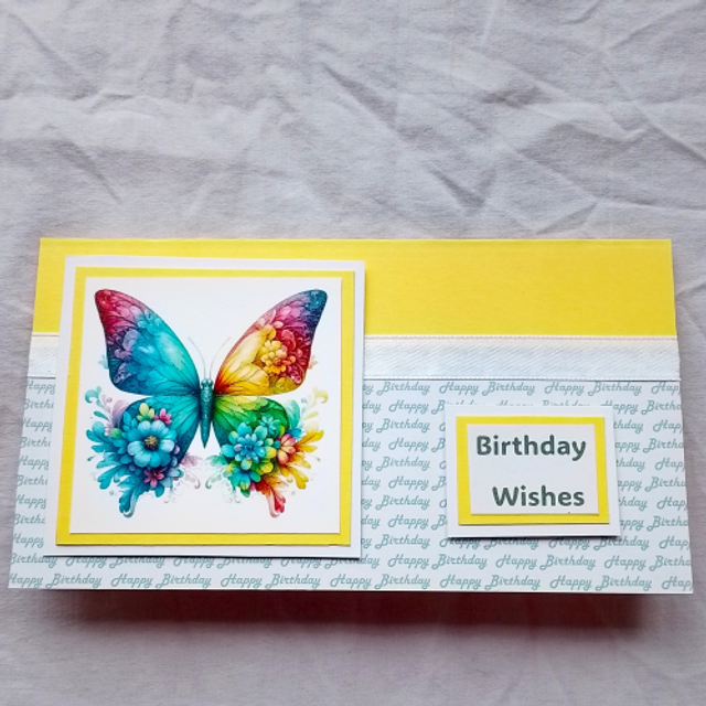 Handmade Ladies Or Girls Colourful Flower Butterfly Birthday Card
