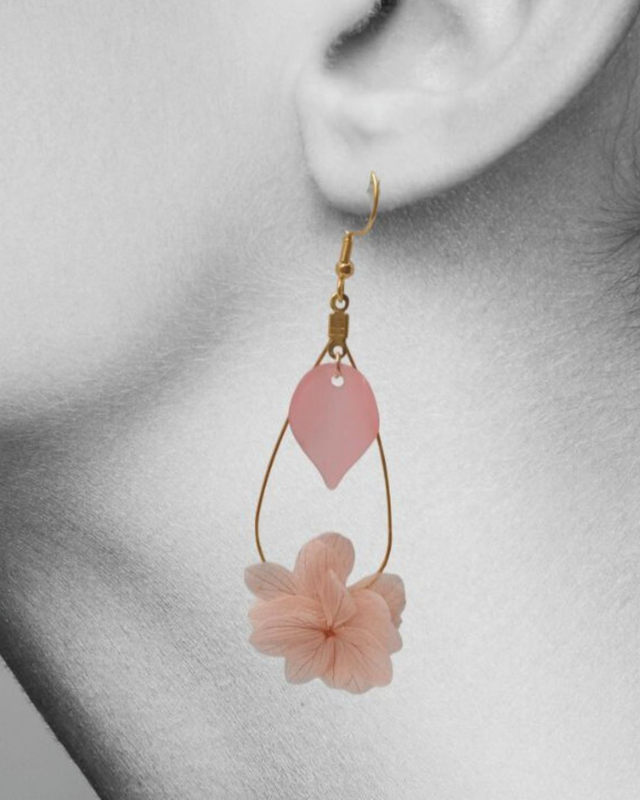 Brume de Rosée - Boucles d’oreilles artisanales en fleur éternelle