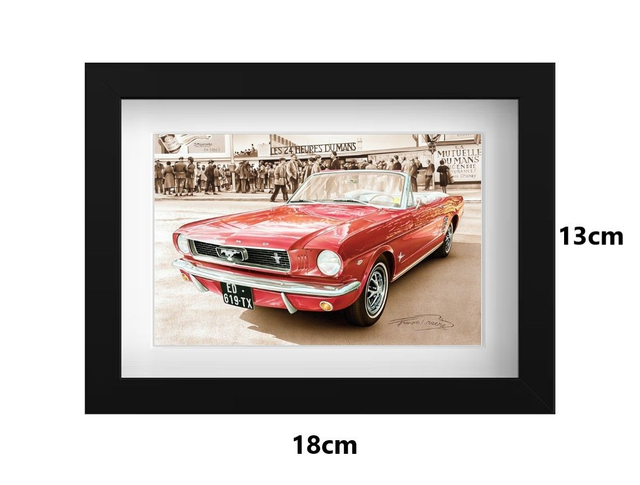 Small Framed Postcard Mustang Cabrio
