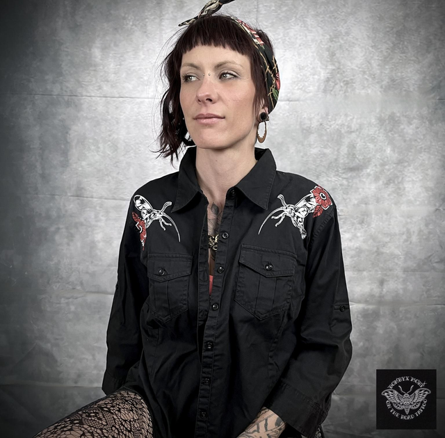 Chemise style Pin up "Hot Rod Lupo" Black