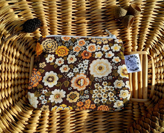 Mini pochette/porte-monnaie marron/orange