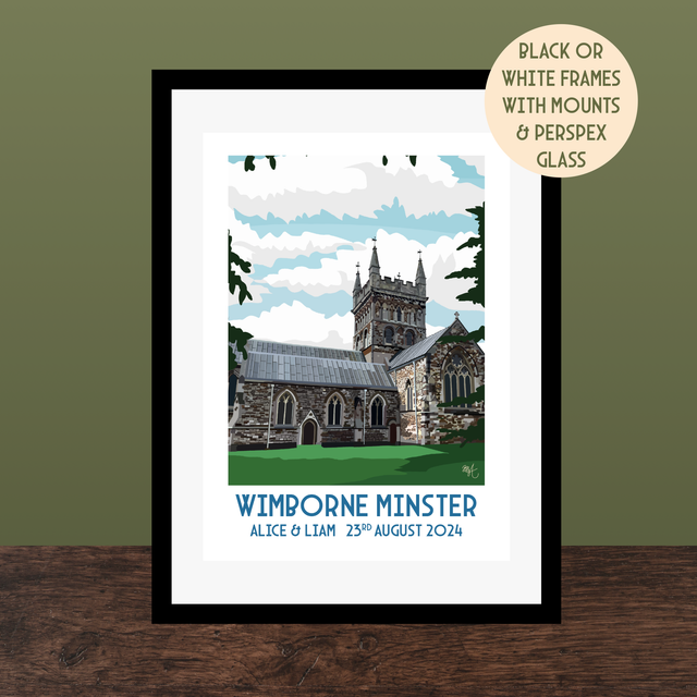 Wimborne Minster, Personalised Wedding Venue Print