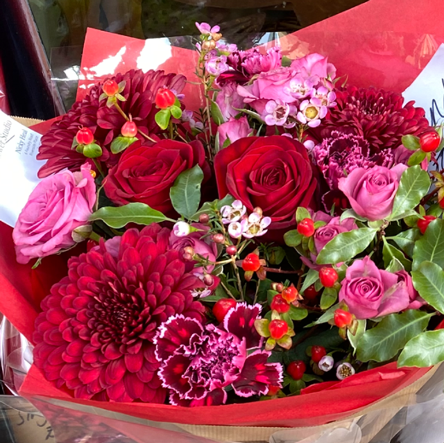 Hand Tied - Valentines Bouquet including a Red Roses 