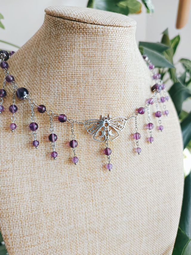 COLLIER - FLY ME TO THE MOON (argenté/améthyste)