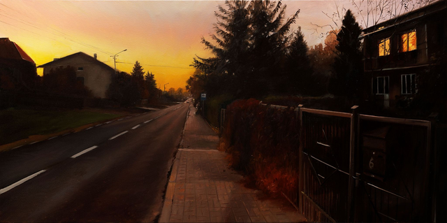 Wieczór w Kijanach 60x120 olej płótno 2022 oprawiony