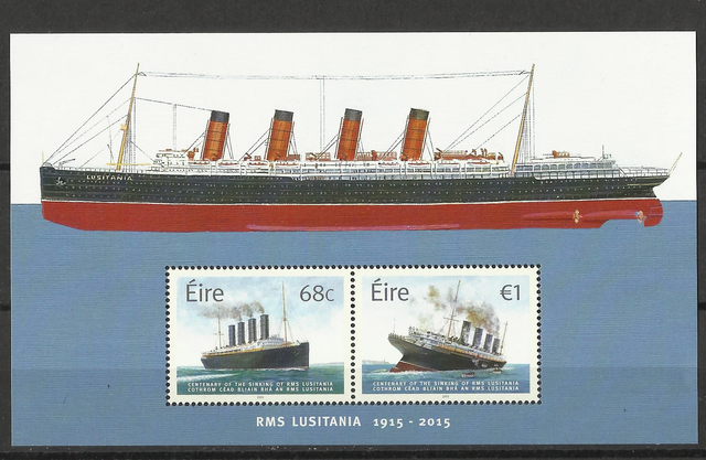  Ireland  2015 Centenary of the Sinking of RMS Lusitania Minisheet  MNH