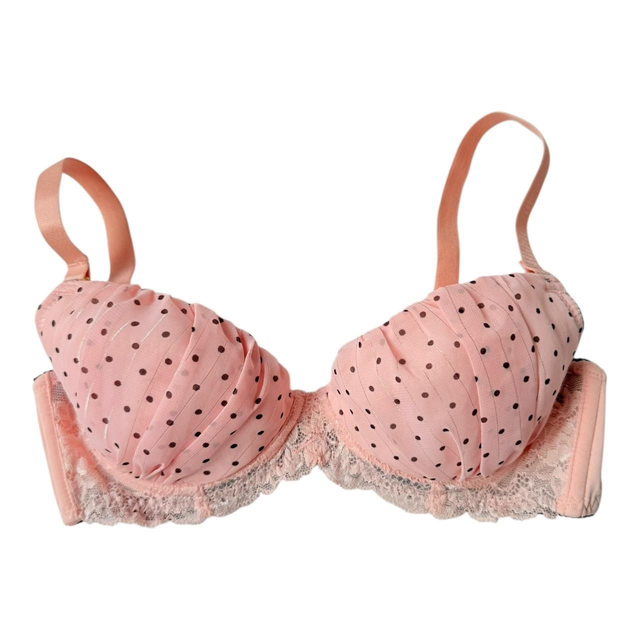 Pink and black pinstripe Japanese Bra 32A   